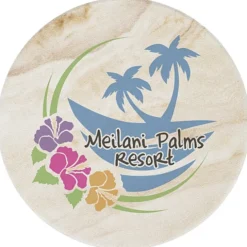 Absorbent Stone Coaster - Round - Beige Marble
