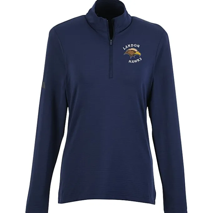 adidas Textured Stripe 1/4-Zip Pullover - Ladies'