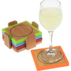 Bamboo and Silicone Coaster Set