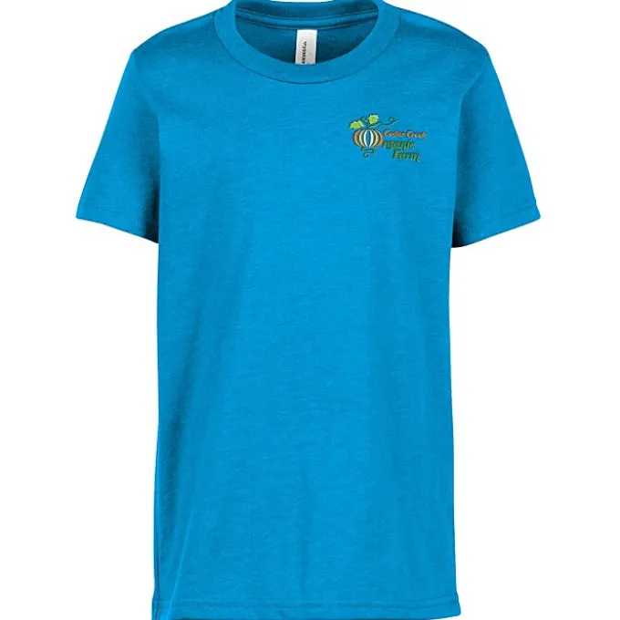 Bella+Canvas Crewneck T-Shirt - Youth - Heathers - Embroidered