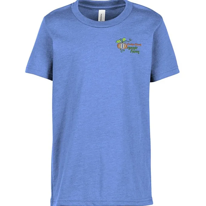 Bella+Canvas Crewneck T-Shirt - Youth - Heathers - Embroidered