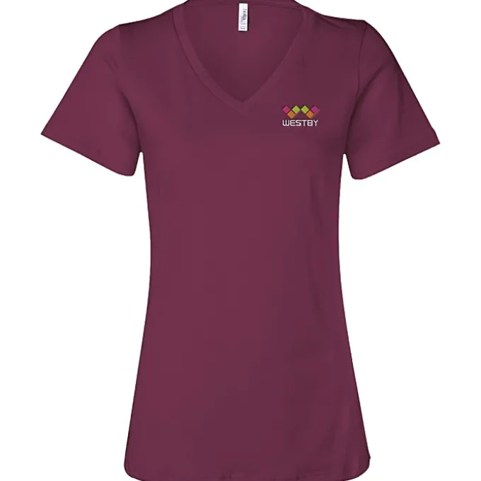 Bella+Canvas Relaxed V-Neck T-Shirt - Ladies’ - Embroidered