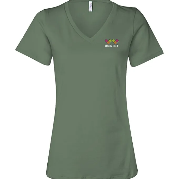 Bella+Canvas Relaxed V-Neck T-Shirt - Ladies’ - Embroidered