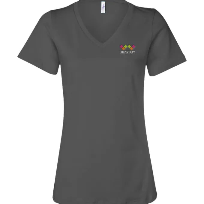 Bella+Canvas Relaxed V-Neck T-Shirt - Ladies’ - Embroidered
