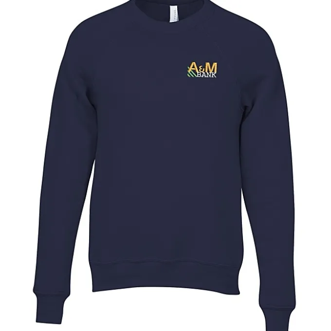 Bella+Canvas Solid Sponge Fleece Raglan Crewneck - Embroidered