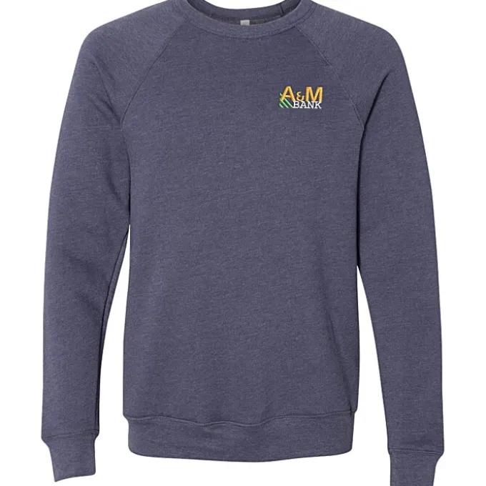 Bella+Canvas Solid Sponge Fleece Raglan Crewneck - Embroidered