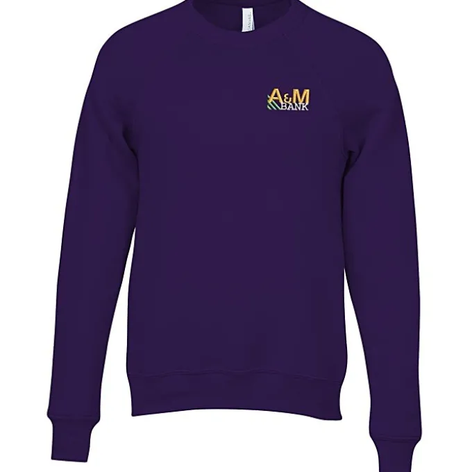 Bella+Canvas Solid Sponge Fleece Raglan Crewneck - Embroidered