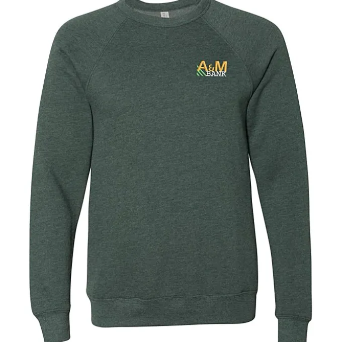 Bella+Canvas Solid Sponge Fleece Raglan Crewneck - Embroidered