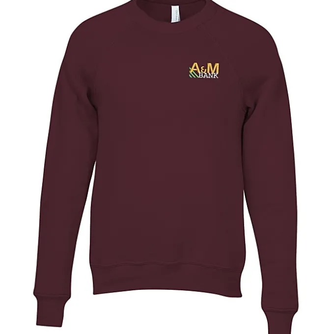 Bella+Canvas Solid Sponge Fleece Raglan Crewneck - Embroidered