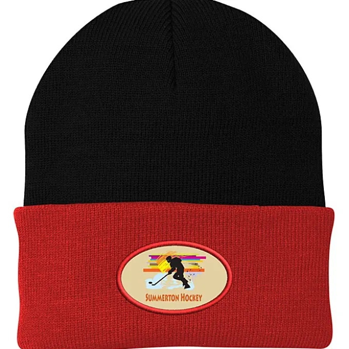Big Cuff Knit Cap - Two Tone - Full Color Patch
