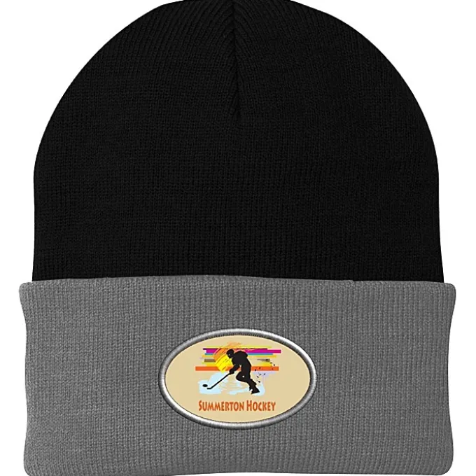Big Cuff Knit Cap - Two Tone - Full Color Patch