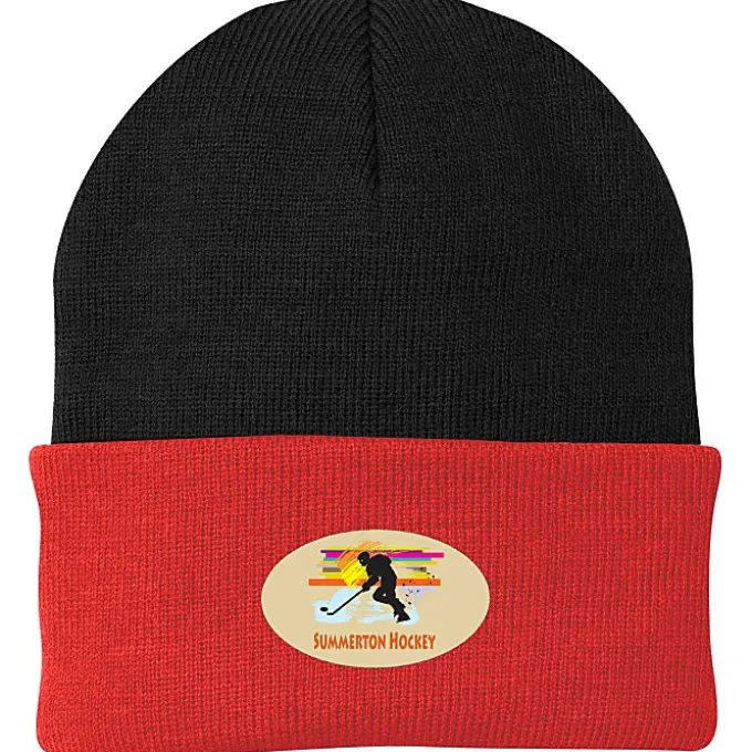 Big Cuff Knit Cap - Two Tone - Full Color Patch