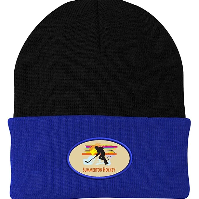 Big Cuff Knit Cap - Two Tone - Full Color Patch
