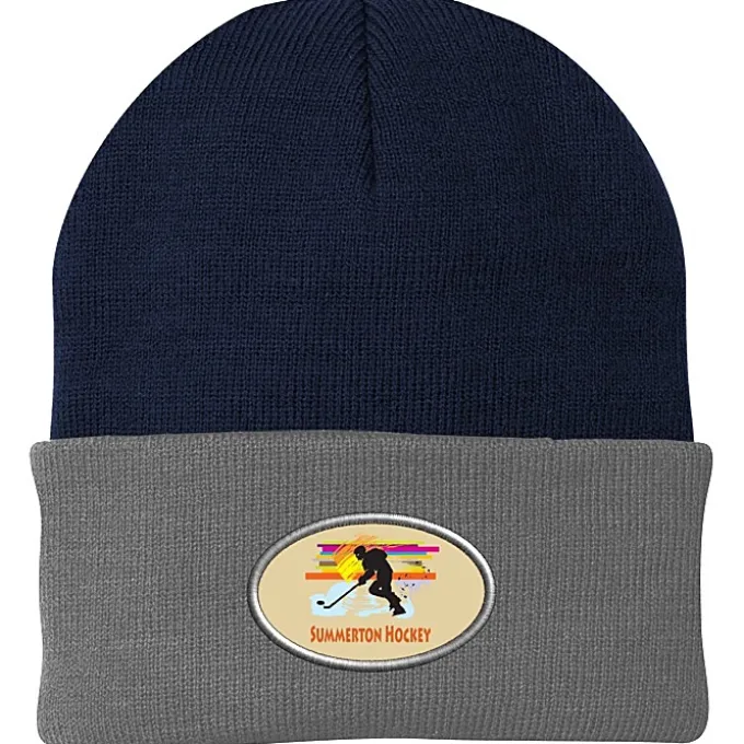 Big Cuff Knit Cap - Two Tone - Full Color Patch