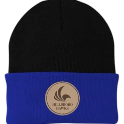 Big Cuff Knit Cap - Two Tone - Laser Engraved Patch