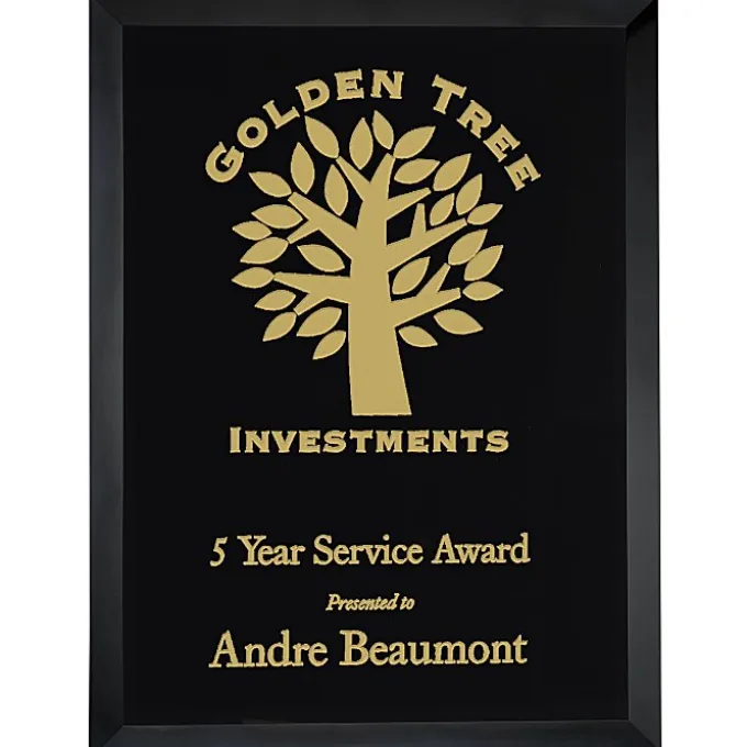 Black Glass Wall Plaque - 12 inches