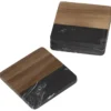 Black Marble and Wood Coaster Set