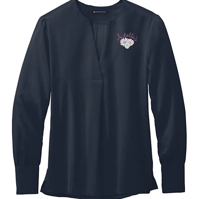 Brooks Brothers Open Neck Satin Blouse - Ladies'