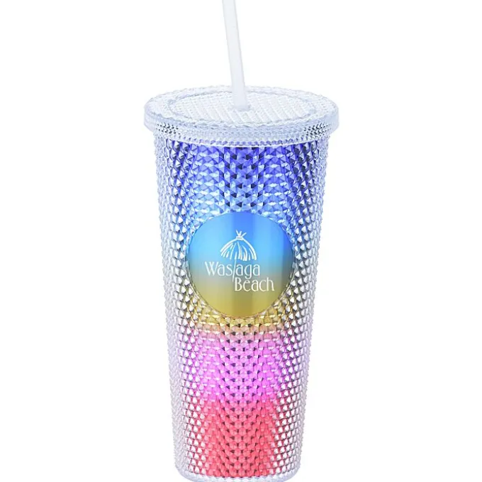 Bux Tumbler with Straw - 24 oz. - Metallic - Rainbow