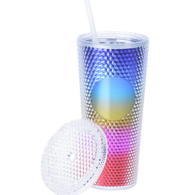 Bux Tumbler with Straw - 24 oz. - Metallic - Rainbow