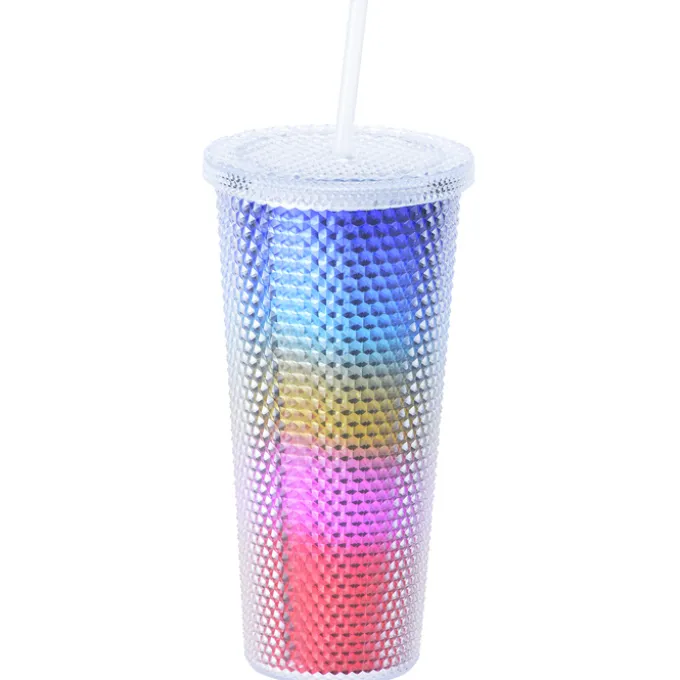 Bux Tumbler with Straw - 24 oz. - Metallic - Rainbow