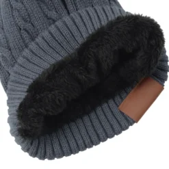 Cable Knit Fuzzy Lined Beanie