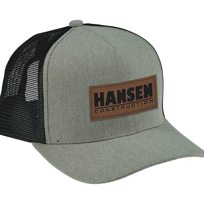Canvas Five Panel Trucker Cap - Laser Engraved Patch