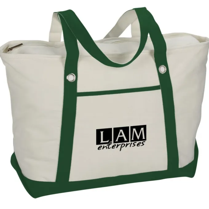 Canvas 12-oz Sailing Zip Top Tote - 14 inches x 23 inches