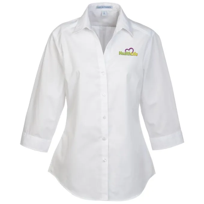 Carefree 3/4 Sleeve Poplin Shirt - Ladies'