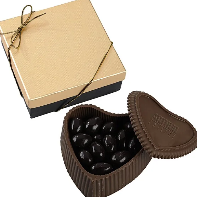 Chocolate Heart Box with Confection - Gold Box
