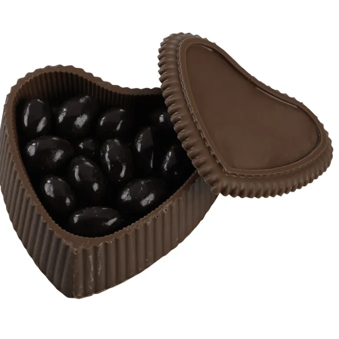 Chocolate Heart Box with Confection - Silver Box