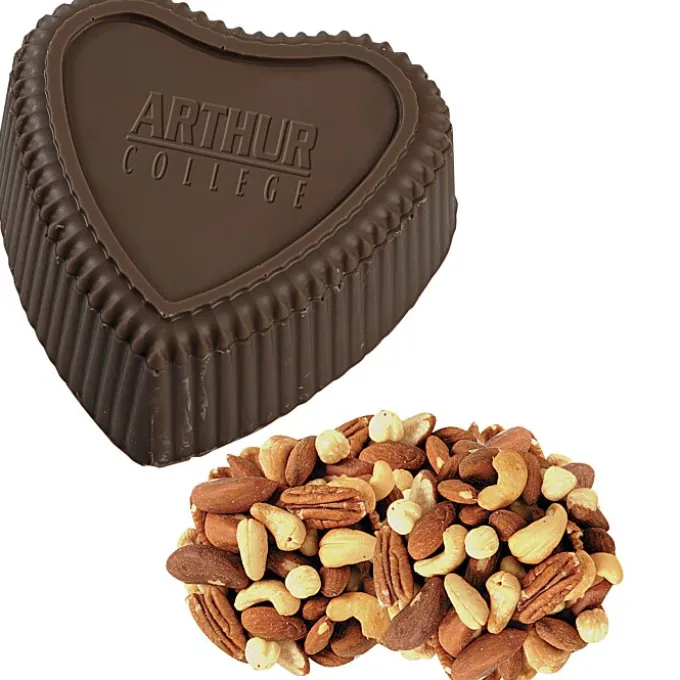 Chocolate Heart Box with Confection - Silver Box