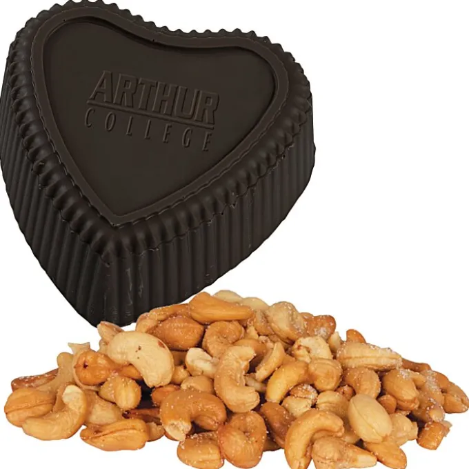 Chocolate Heart Box with Confection - Silver Box