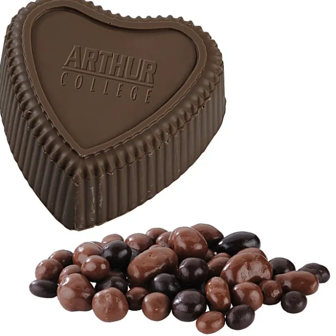 Chocolate Heart Box with Confection - Silver Box