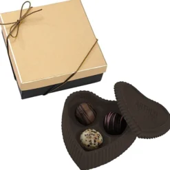 Chocolate Heart Box with Truffles - Gold Box