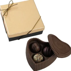 Chocolate Heart Box with Truffles - Gold Box