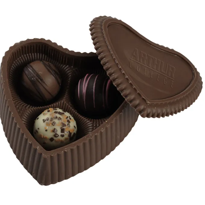 Chocolate Heart Box with Truffles - Silver Box