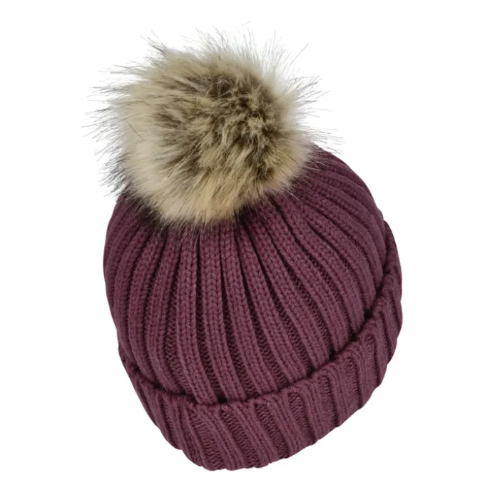 Chunky Knit Faux Fur Pom Beanie
