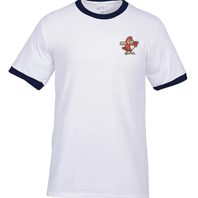 Classic Ringer T-Shirt - White - Embroidered