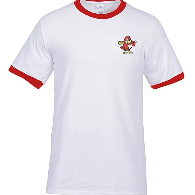 Classic Ringer T-Shirt - White - Embroidered