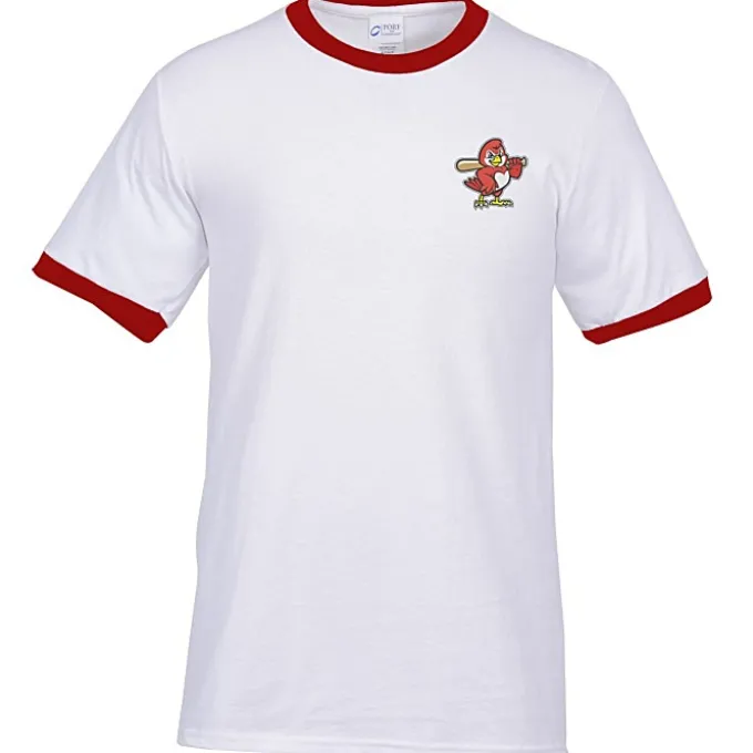 Classic Ringer T-Shirt - White - Embroidered