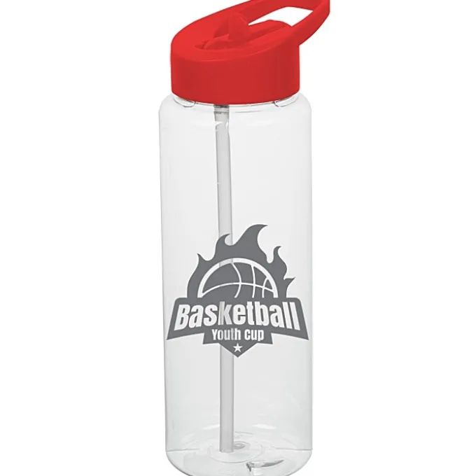 Clear Impact Guzzler Sport Bottle with Flip Straw Lid - 32 oz
