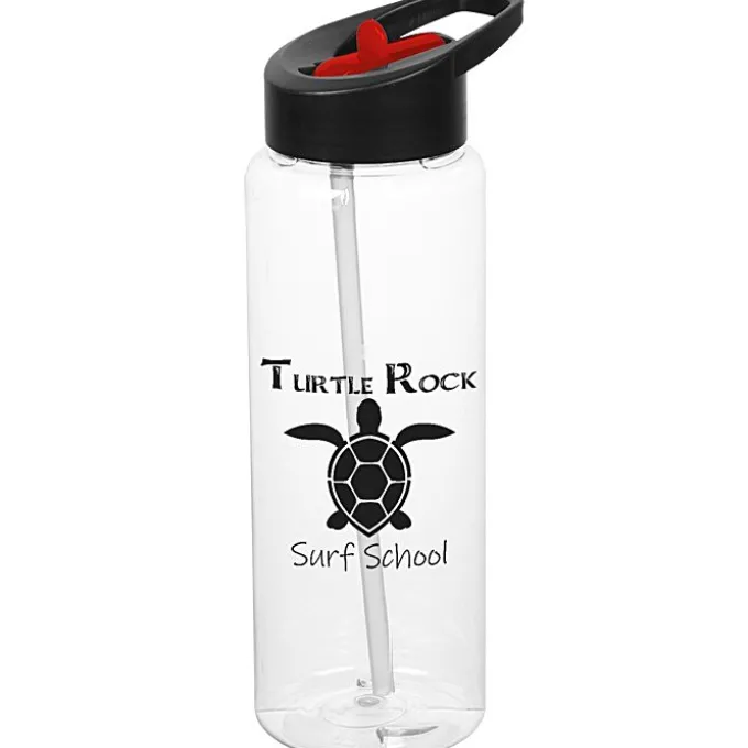 Clear Impact Guzzler Sport Bottle with Two-Tone Flip Straw Lid - 32 oz