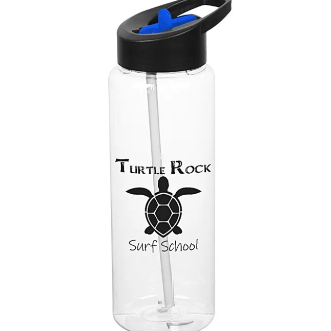 Clear Impact Guzzler Sport Bottle with Two-Tone Flip Straw Lid - 32 oz