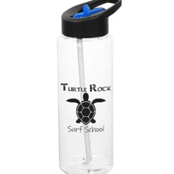 Clear Impact Guzzler Sport Bottle with Two-Tone Flip Straw Lid - 32 oz