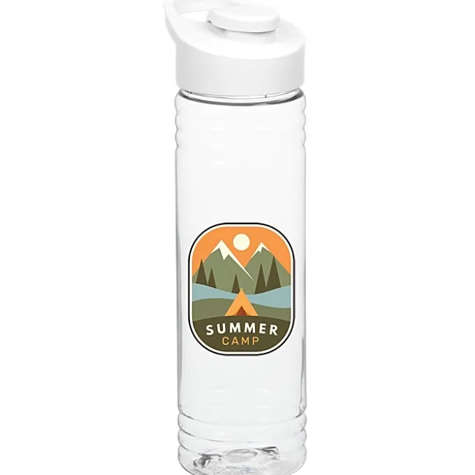Clear Impact Halcyon Water Bottle with Flip Carry Lid - 24 oz - Full Color