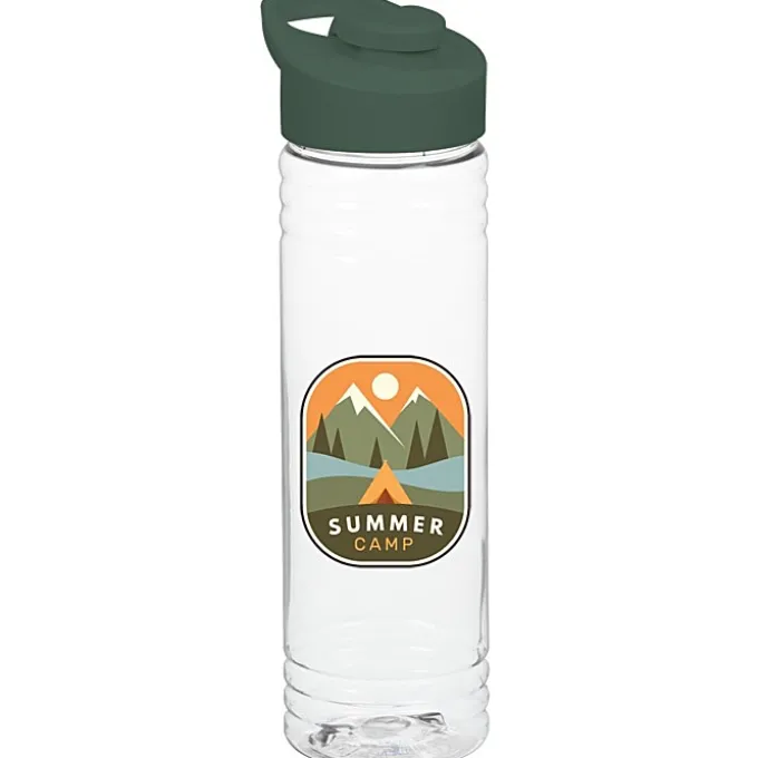 Clear Impact Halcyon Water Bottle with Flip Carry Lid - 24 oz - Full Color
