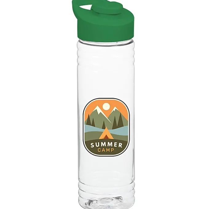 Clear Impact Halcyon Water Bottle with Flip Carry Lid - 24 oz - Full Color