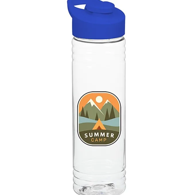 Clear Impact Halcyon Water Bottle with Flip Carry Lid - 24 oz - Full Color