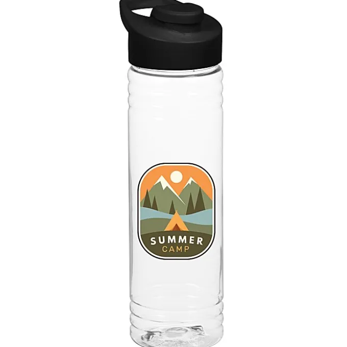 Clear Impact Halcyon Water Bottle with Flip Carry Lid - 24 oz - Full Color